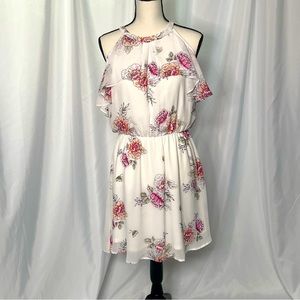 Maurices High Neck Floral Ruffled Chiffon Dress - size Medium